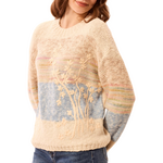 Tribal Long Sleeve Crew Neck Sweater w/ Embroidery
