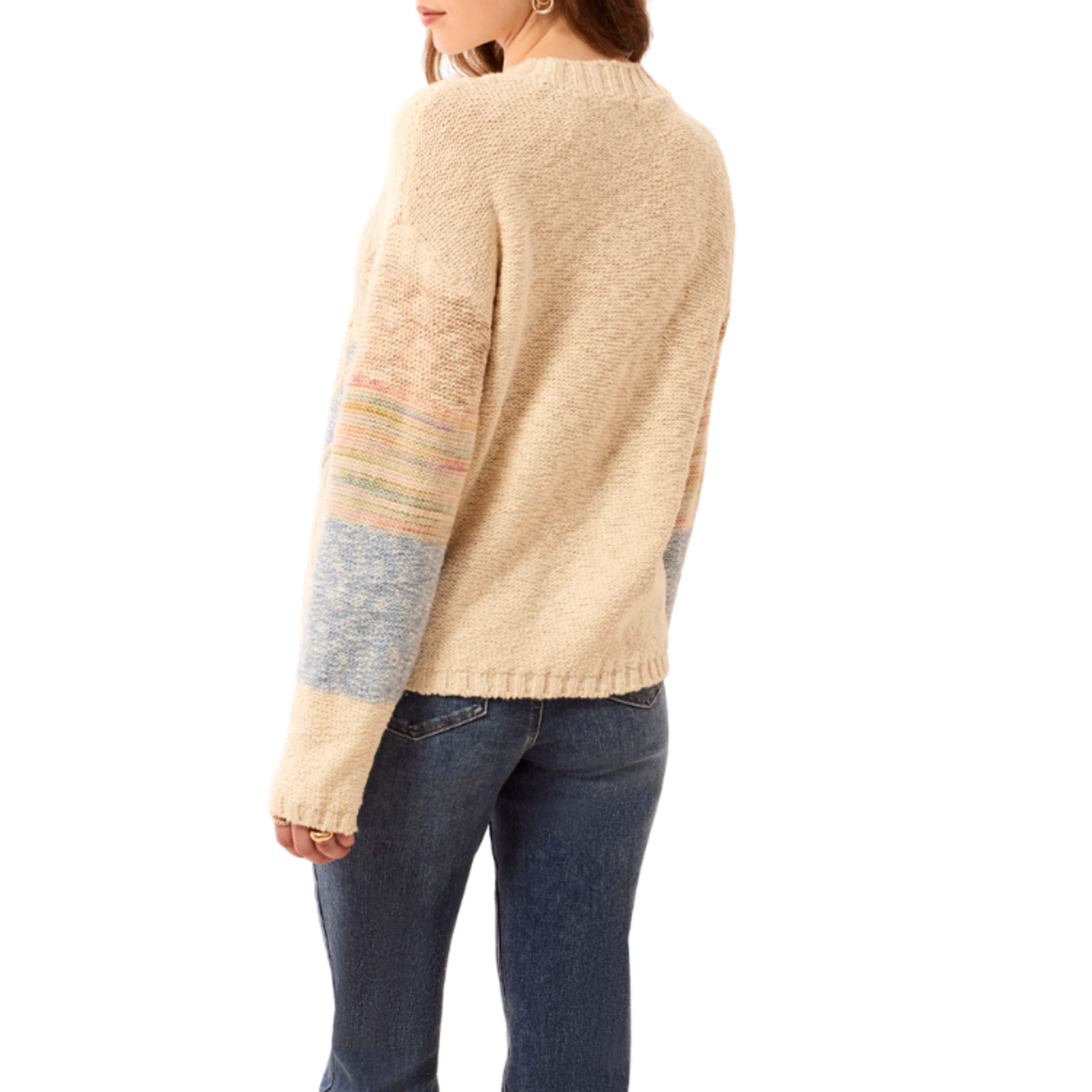 Tribal Tribal - Long Sleeve Crew Neck Sweater w/ Embroidery