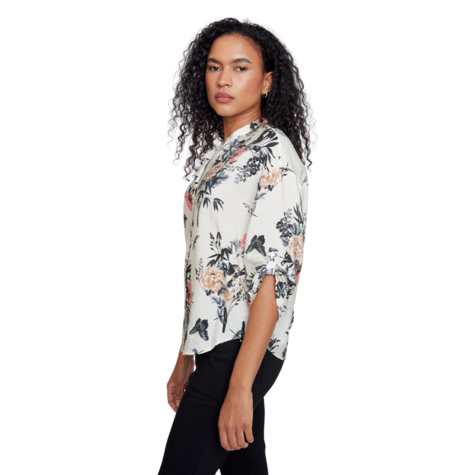 Renuar Renuar - Vintage Botanical Tie-Front Woven Blouse