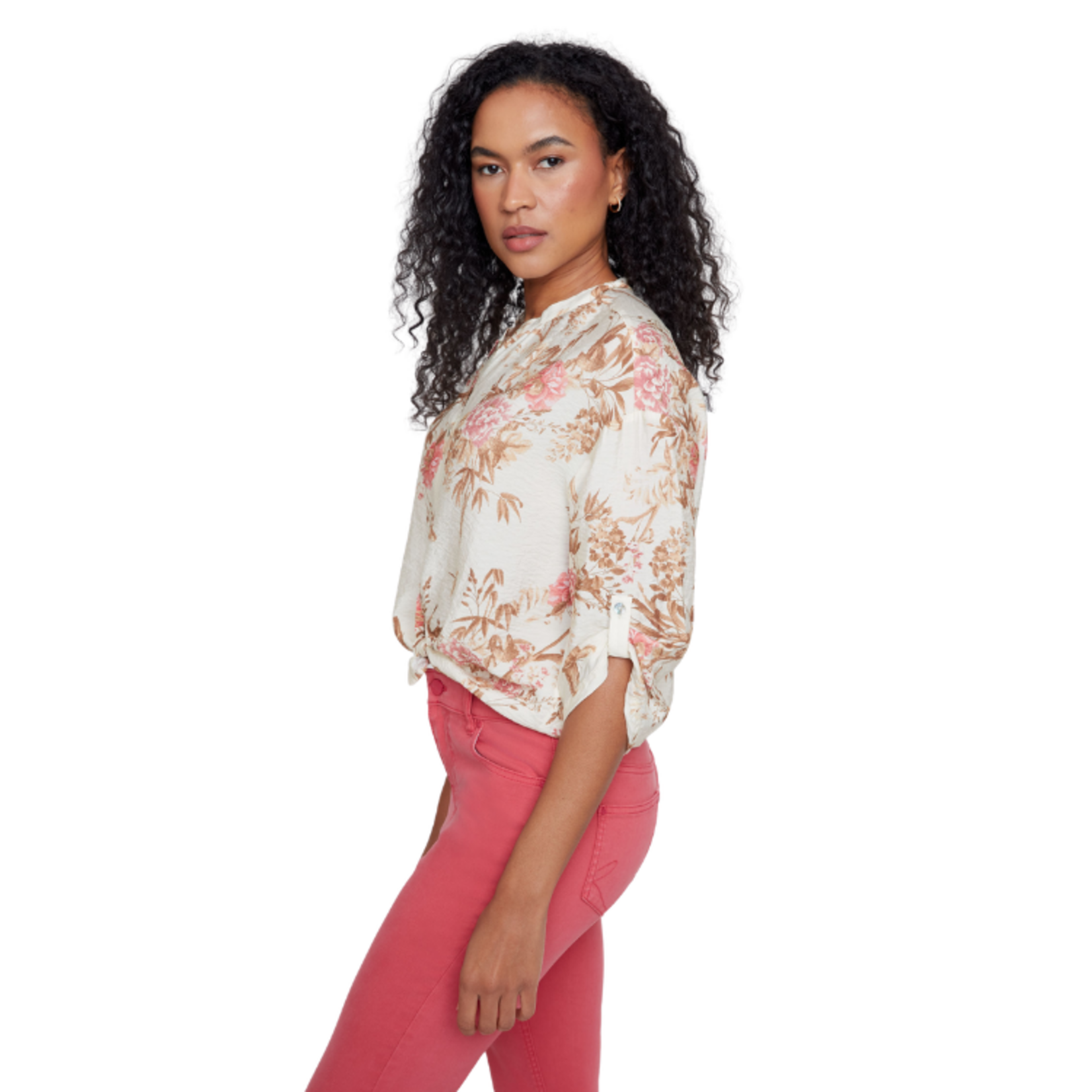 Renuar Renuar - Vintage Botanical Tie-Front Woven Blouse