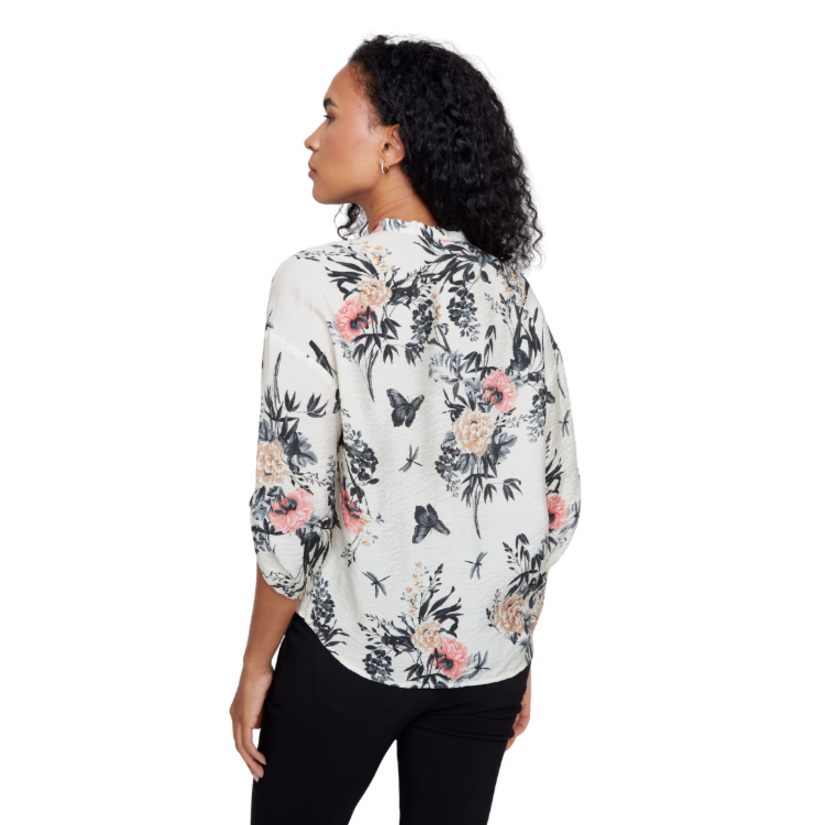 Renuar Renuar - Vintage Botanical Tie-Front Woven Blouse