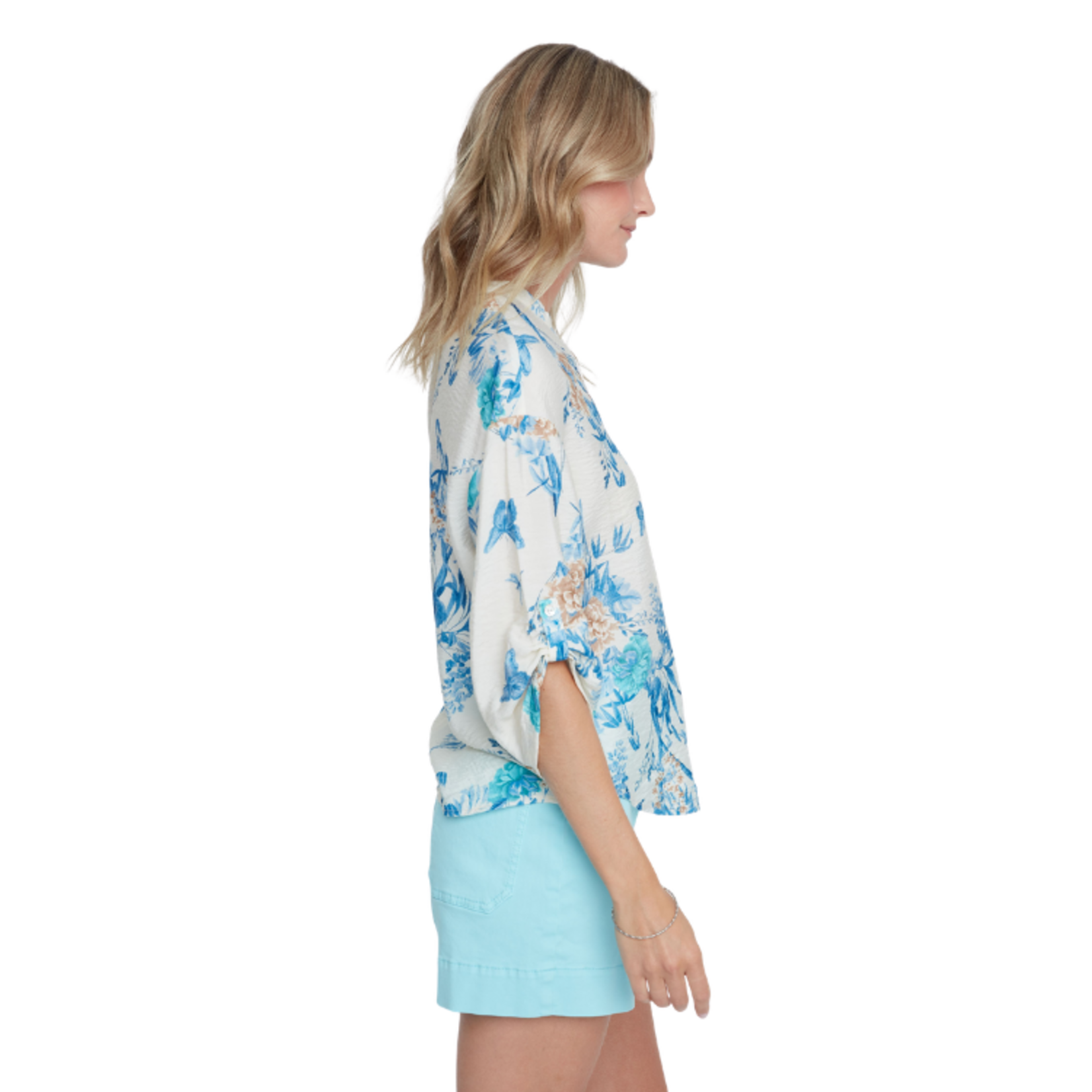 Renuar Renuar - Vintage Botanical Tie-Front Woven Blouse