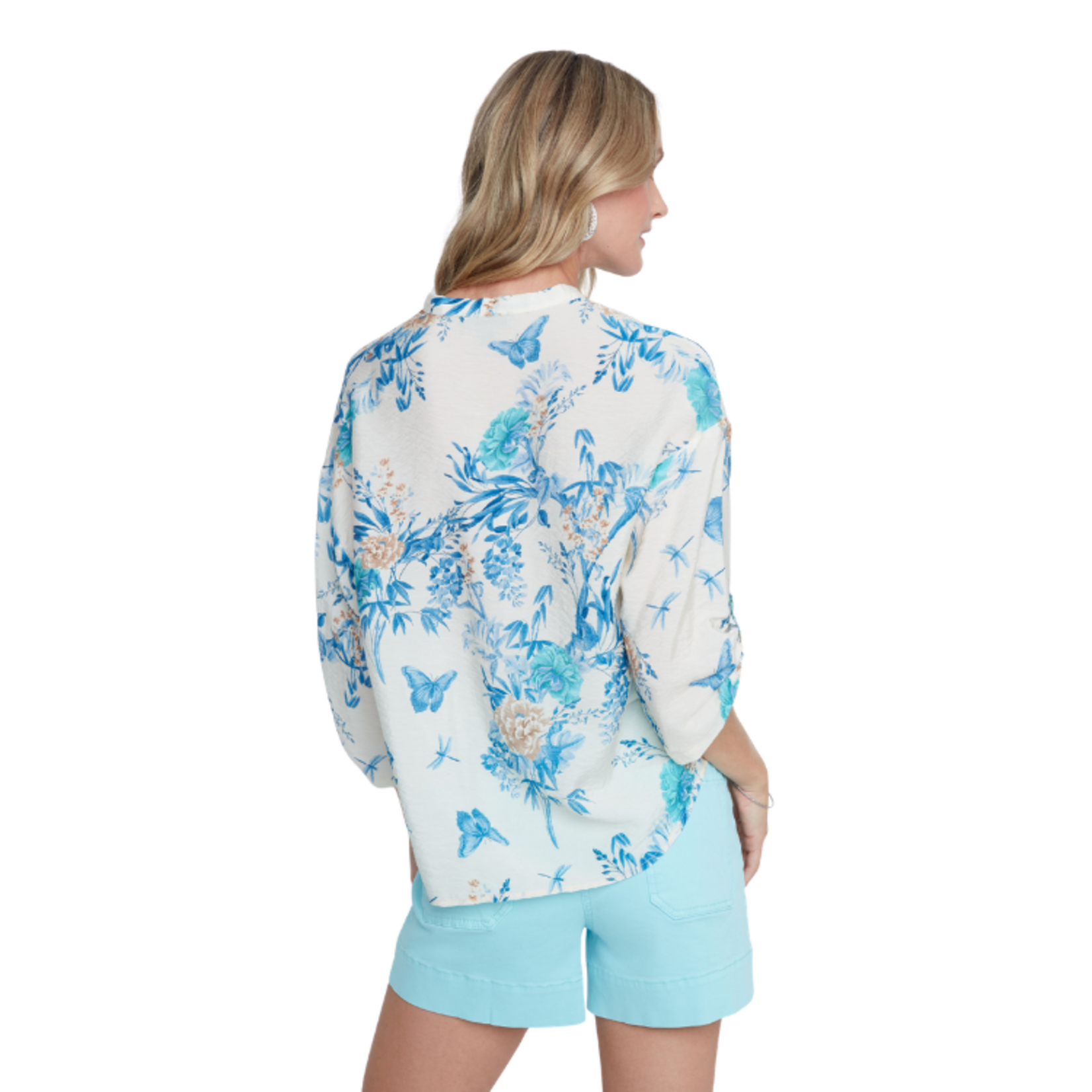 Renuar Renuar - Vintage Botanical Tie-Front Woven Blouse