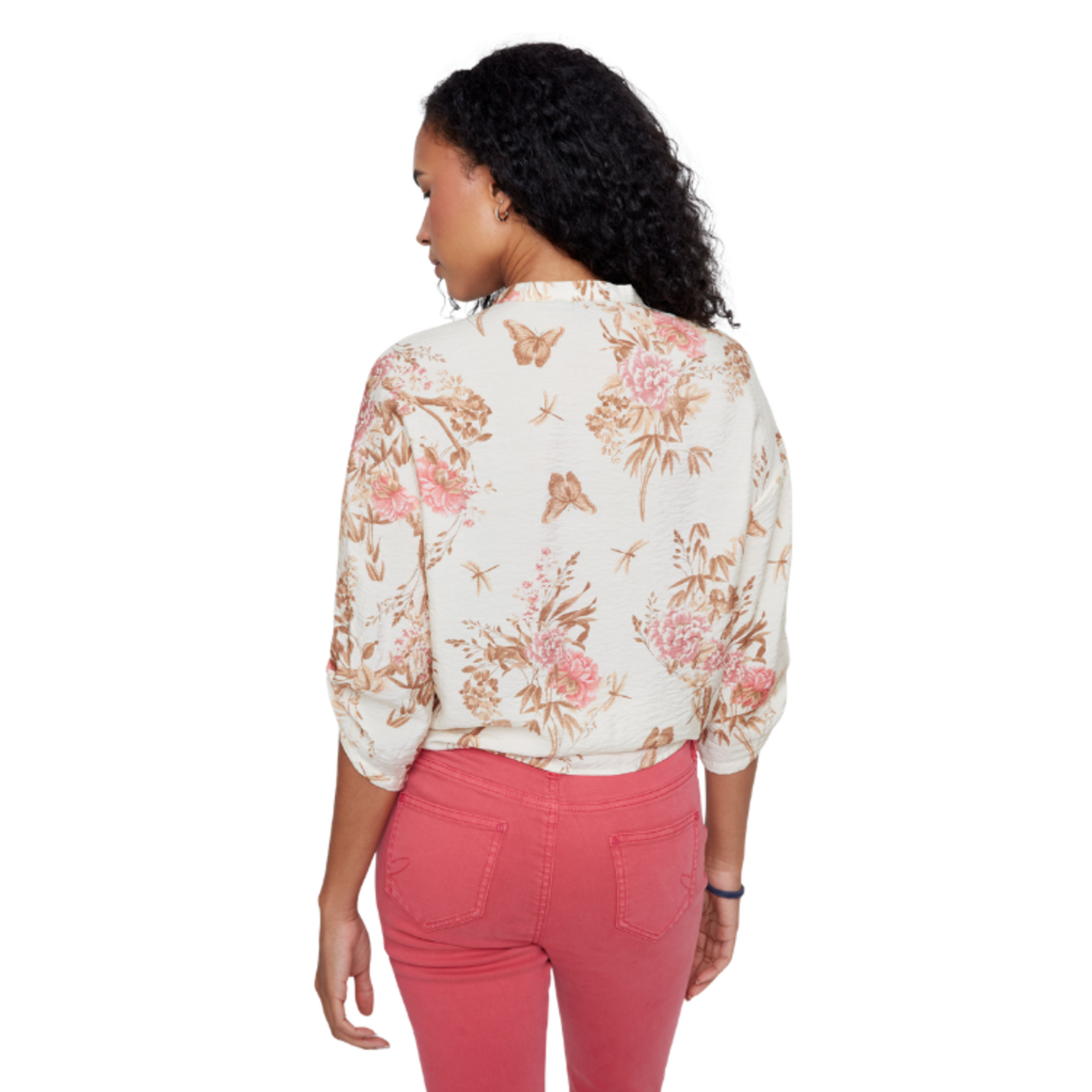 Renuar Renuar - Vintage Botanical Tie-Front Woven Blouse