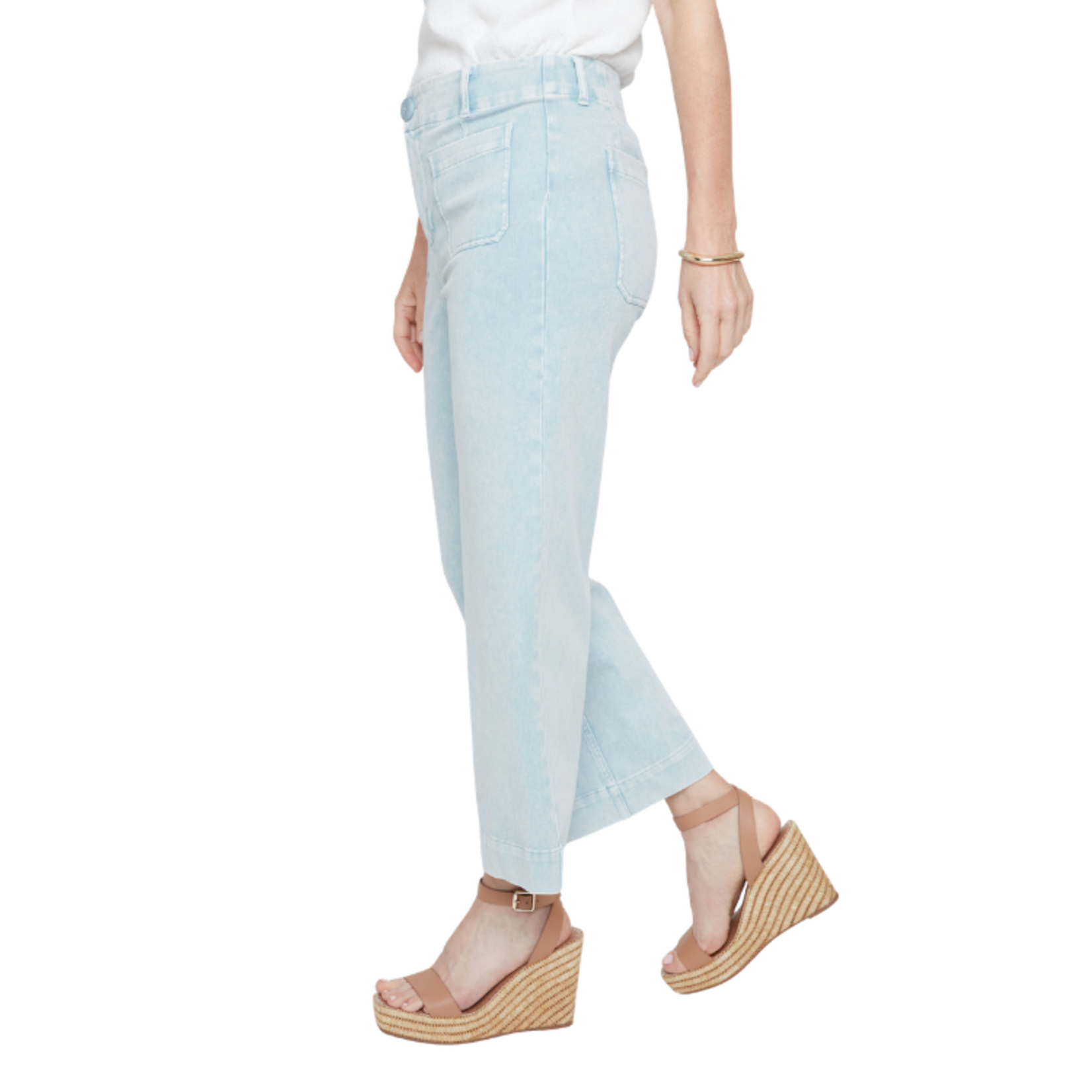 Renuar Renuar - Light Wash Knit Denim Crop Pant