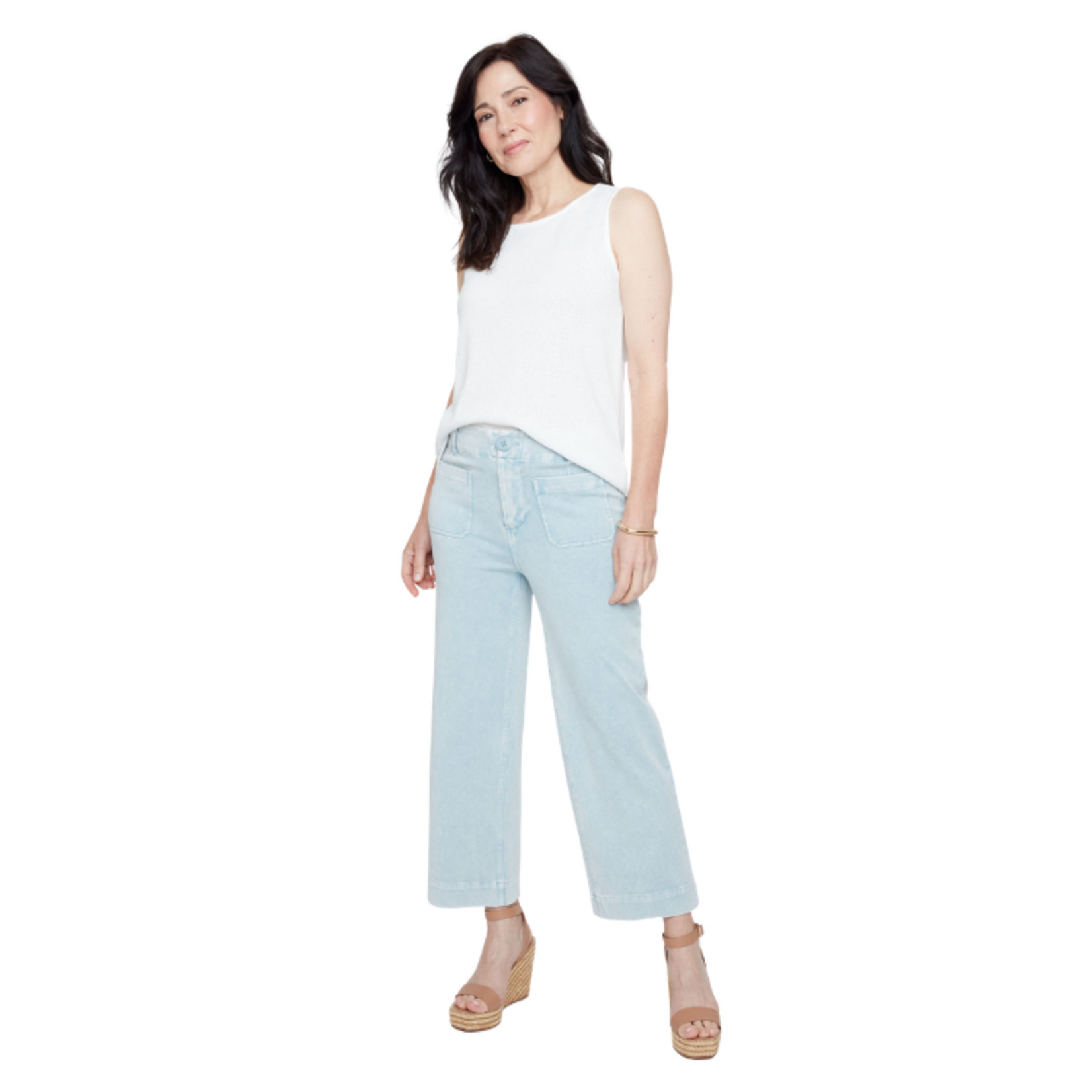Renuar Renuar - Light Wash Knit Denim Crop Pant