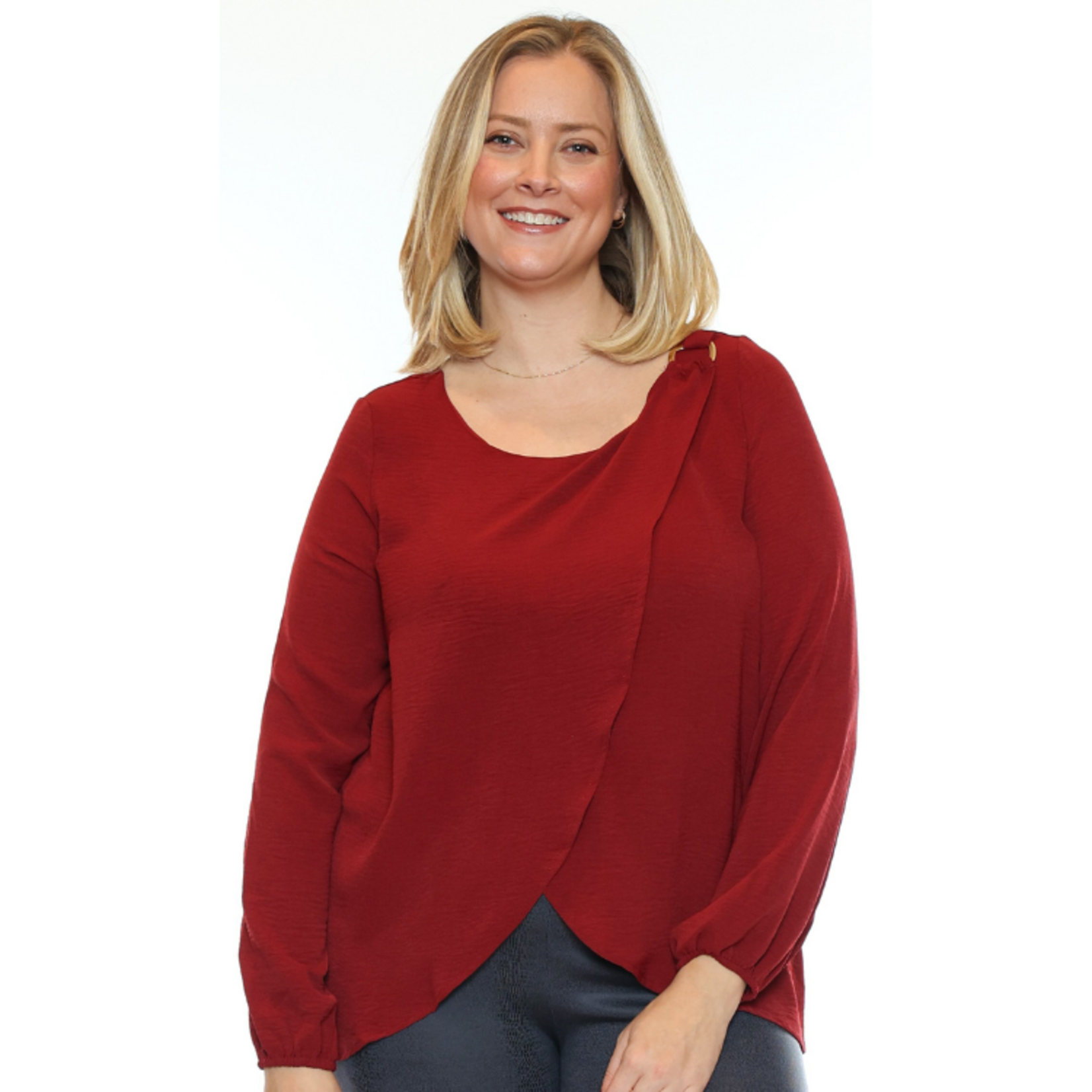 Papa Fashions Papa Fashions - Layered Front Hardware Detail Top