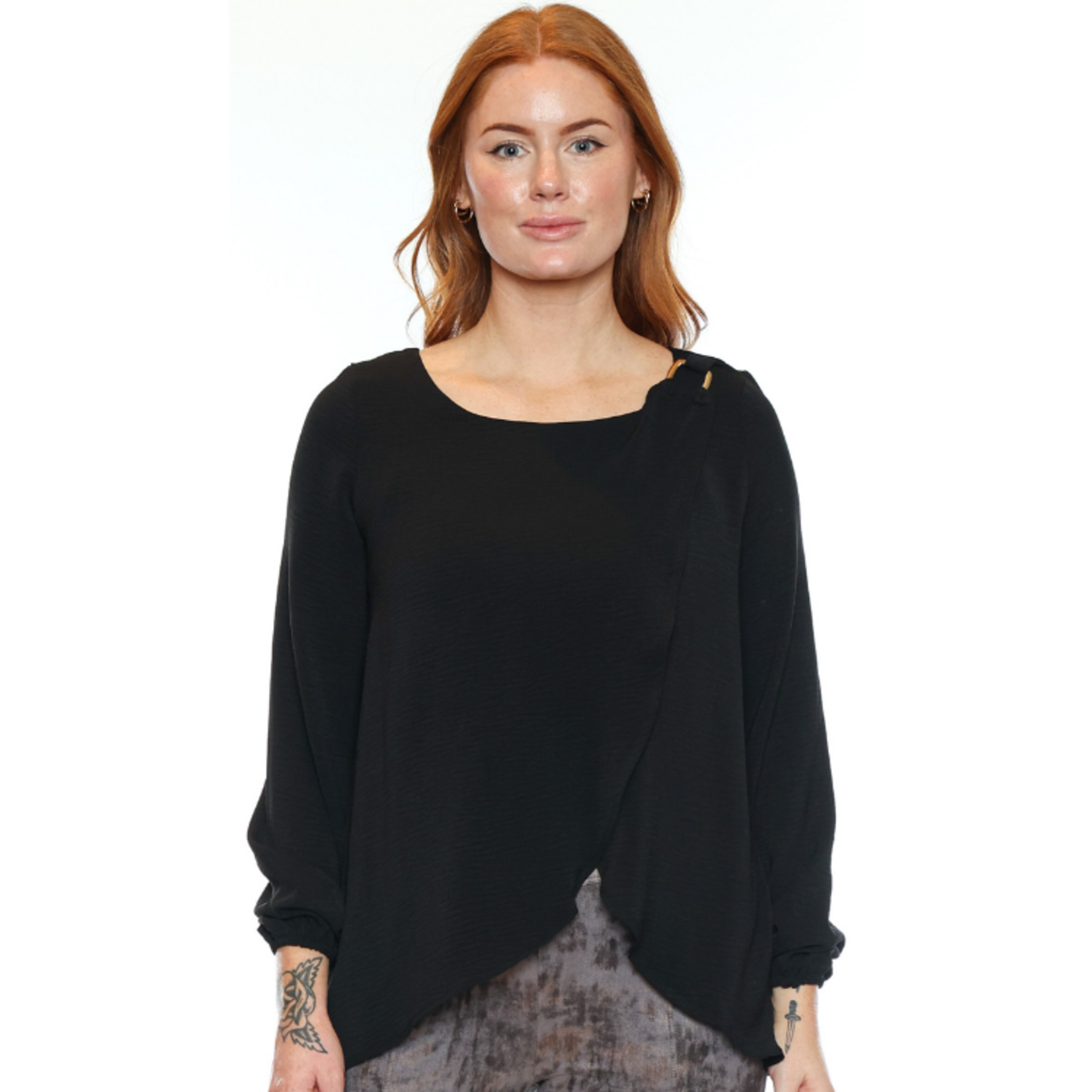 Papa Fashions Papa Fashions - Layered Front Hardware Detail Top