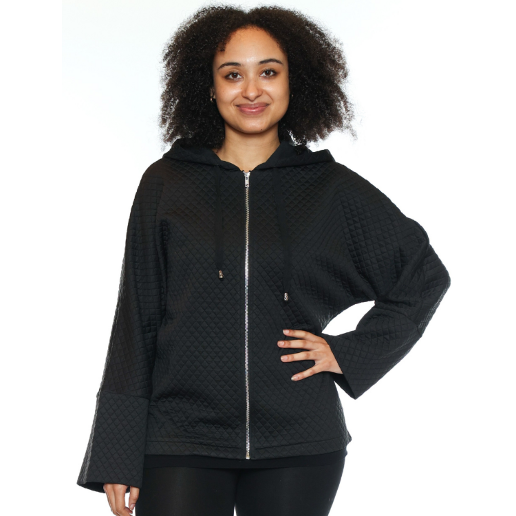 Papa Fashions Papa Fashions - Quilted Zip Front Hoodie Jacket