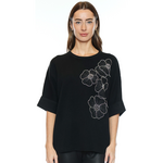 Papa Fashions Embellished Floral Knit Top