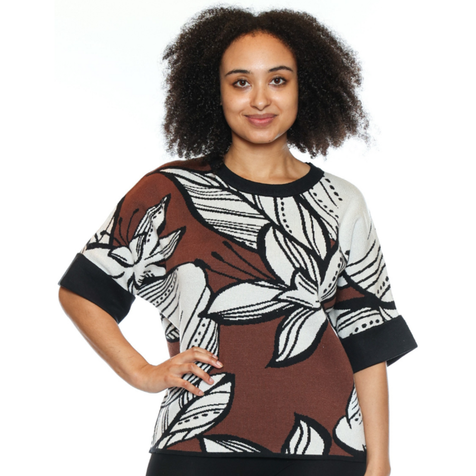 Papa Fashions Papa Fashions - Oversized Floral Knit Top
