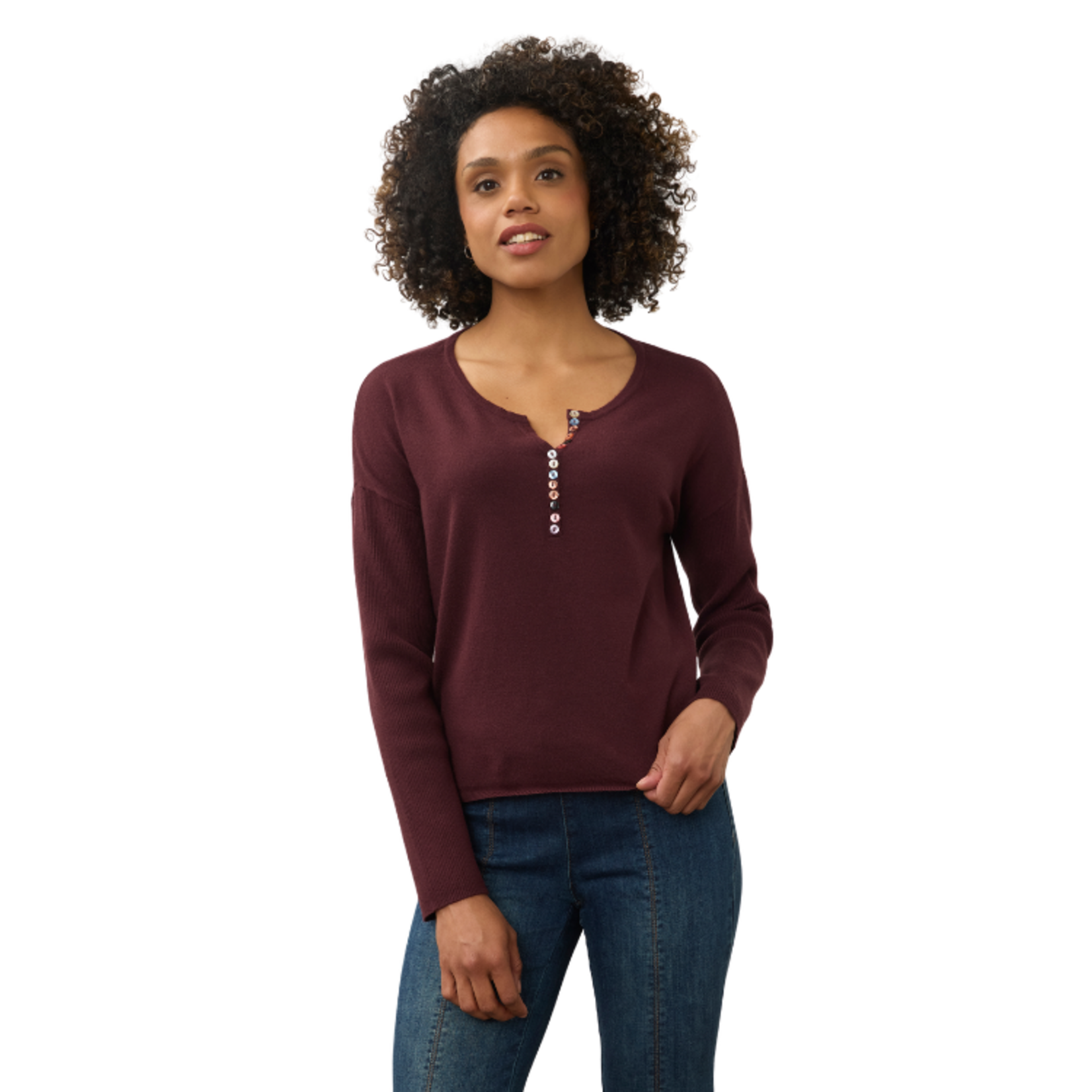 French Dressing French Dressing - Notch Neck Rib Sleeve Sweater