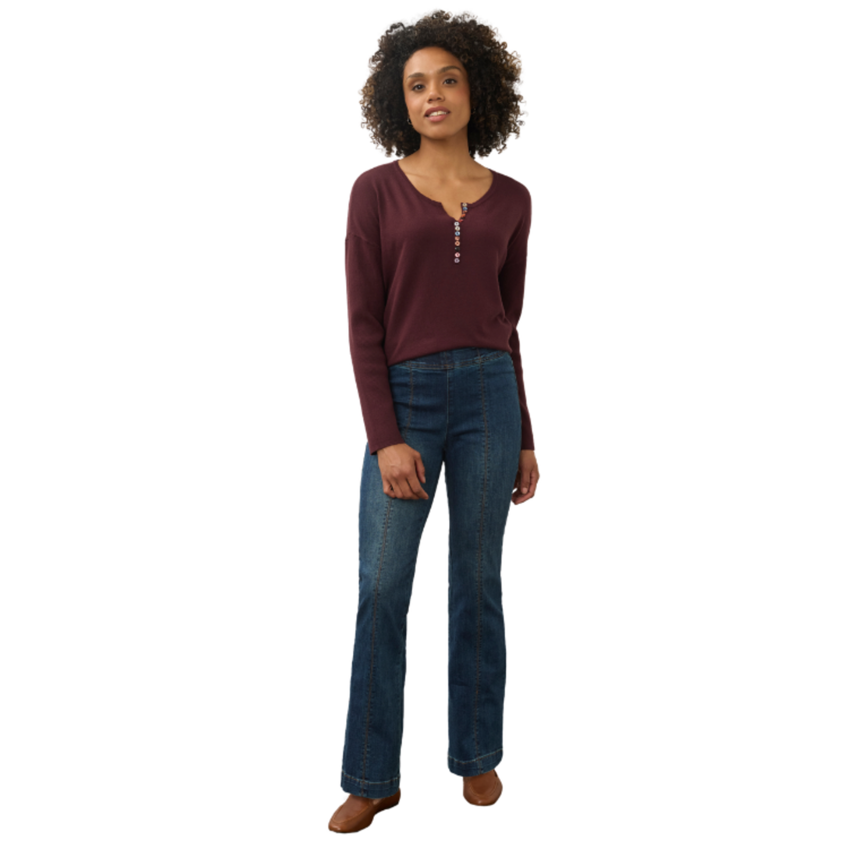 French Dressing French Dressing - Notch Neck Rib Sleeve Sweater