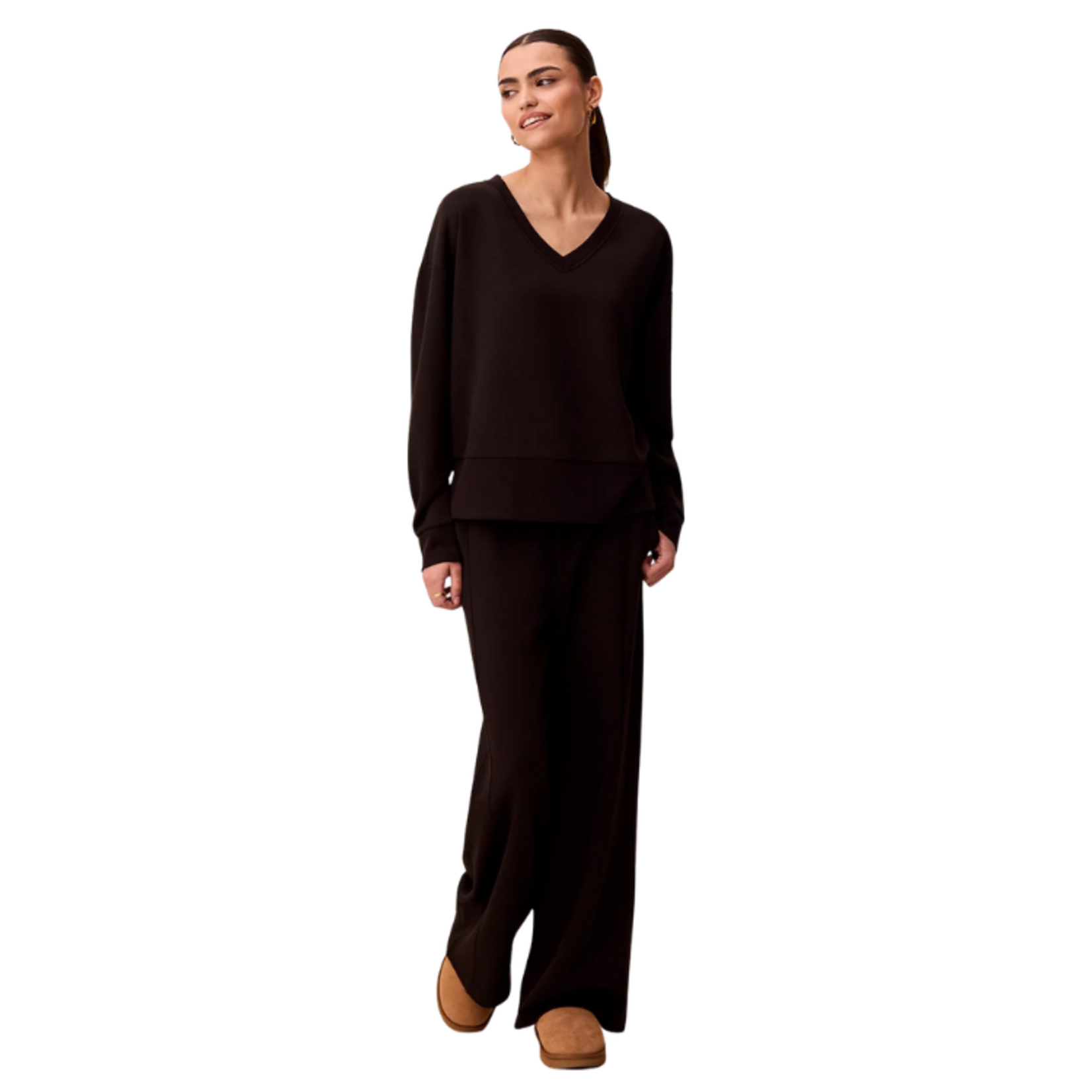 Tribal Tribal - Techno Lux V-Neck Drop Shoulder Pullover