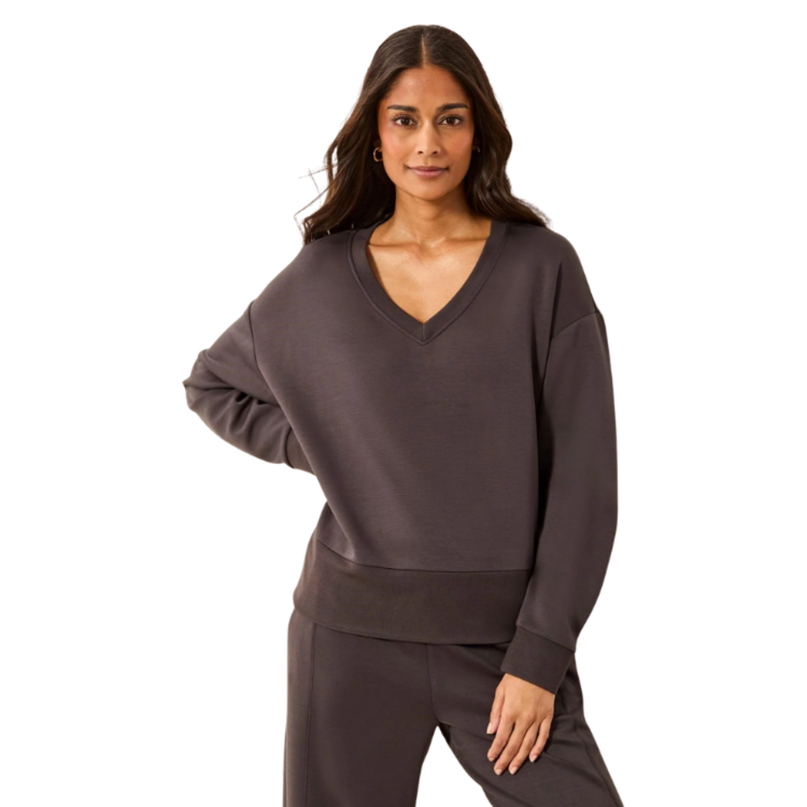 Tribal Tribal - Techno Lux V-Neck Drop Shoulder Pullover