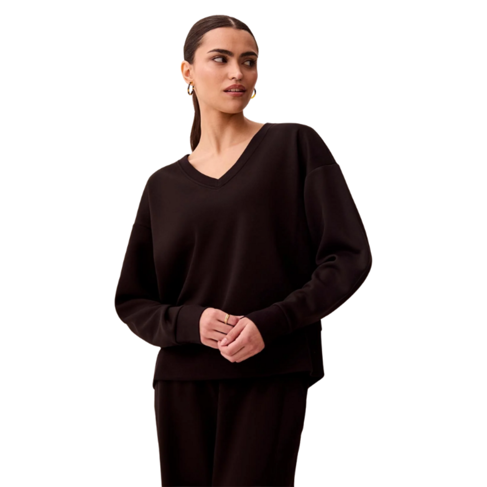 Tribal Tribal - Techno Lux V-Neck Drop Shoulder Pullover
