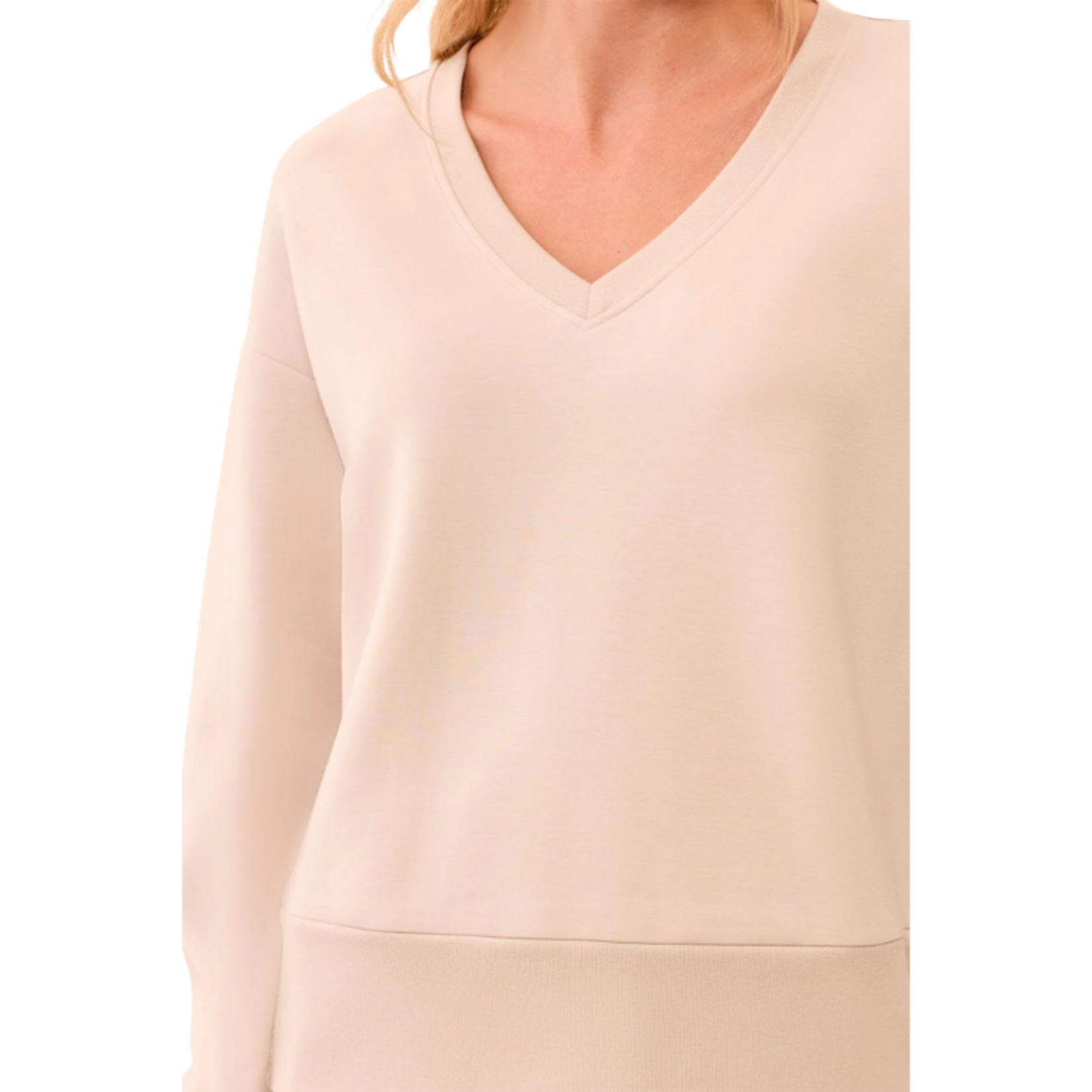 Tribal Tribal - Techno Lux V-Neck Drop Shoulder Pullover
