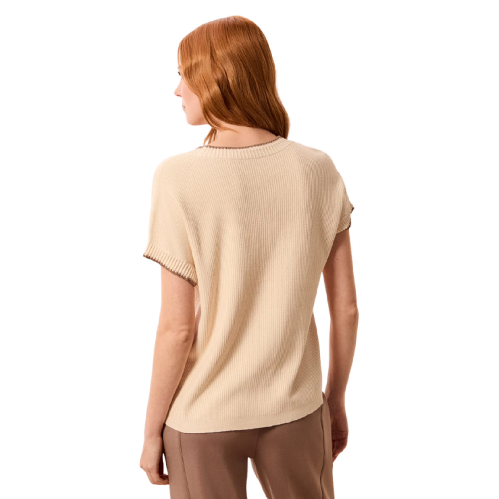 Tribal Tribal - Soft Cotton Blend Cap Sleeve Top w/ Top Stitch