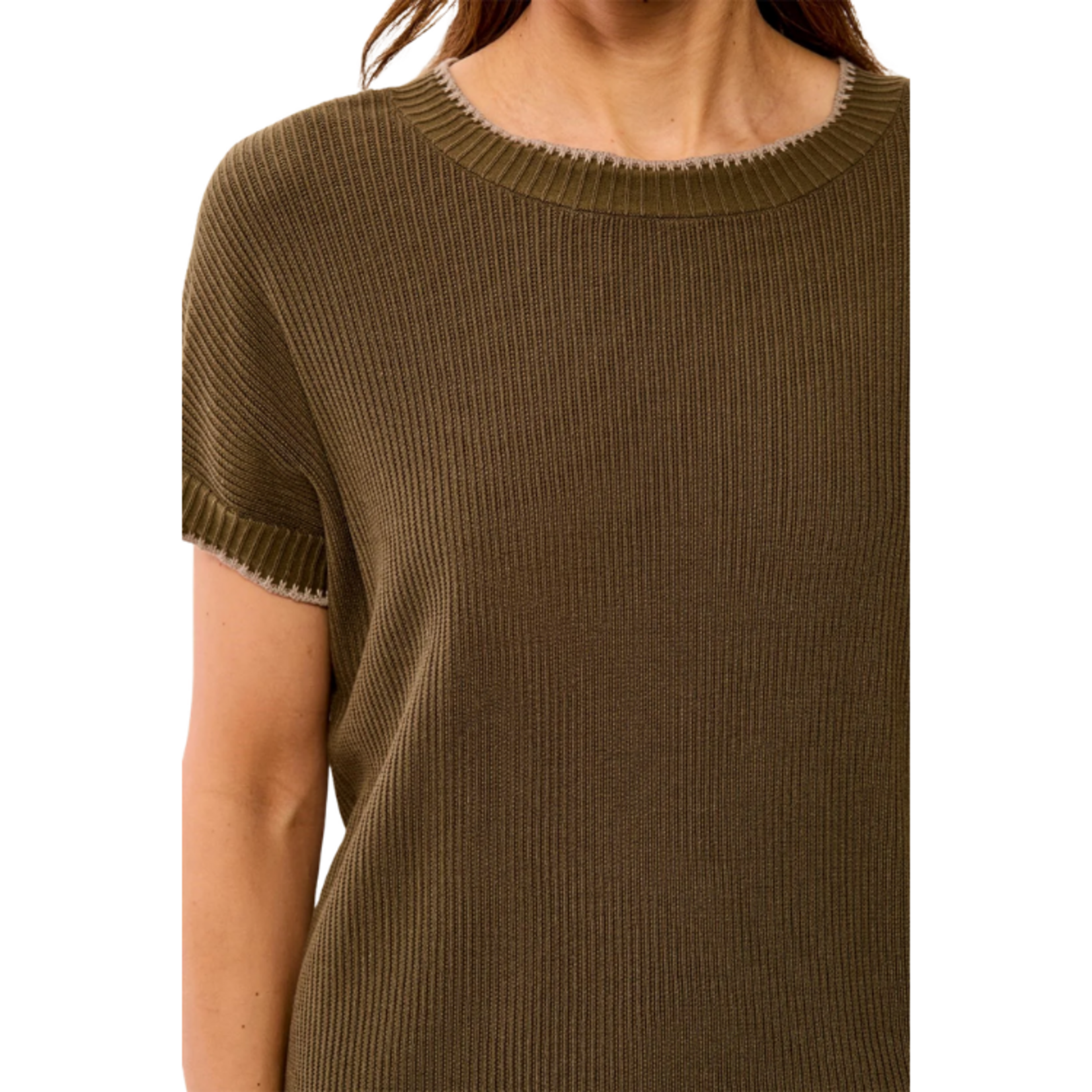 Tribal Tribal - Soft Cotton Blend Cap Sleeve Top w/ Top Stitch