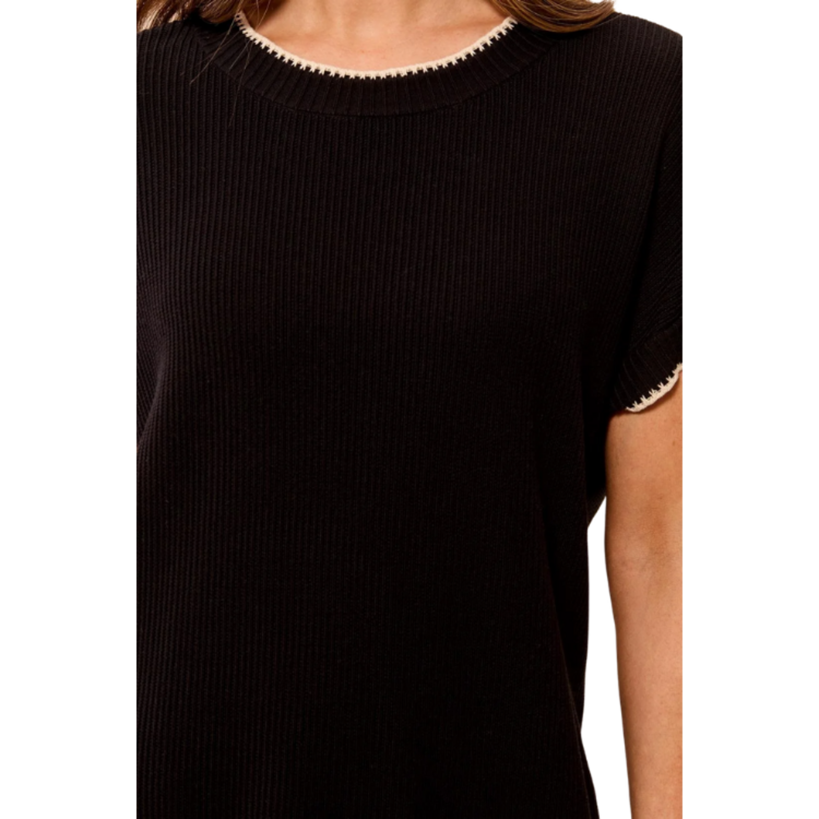 Tribal Tribal - Soft Cotton Blend Cap Sleeve Top w/ Top Stitch