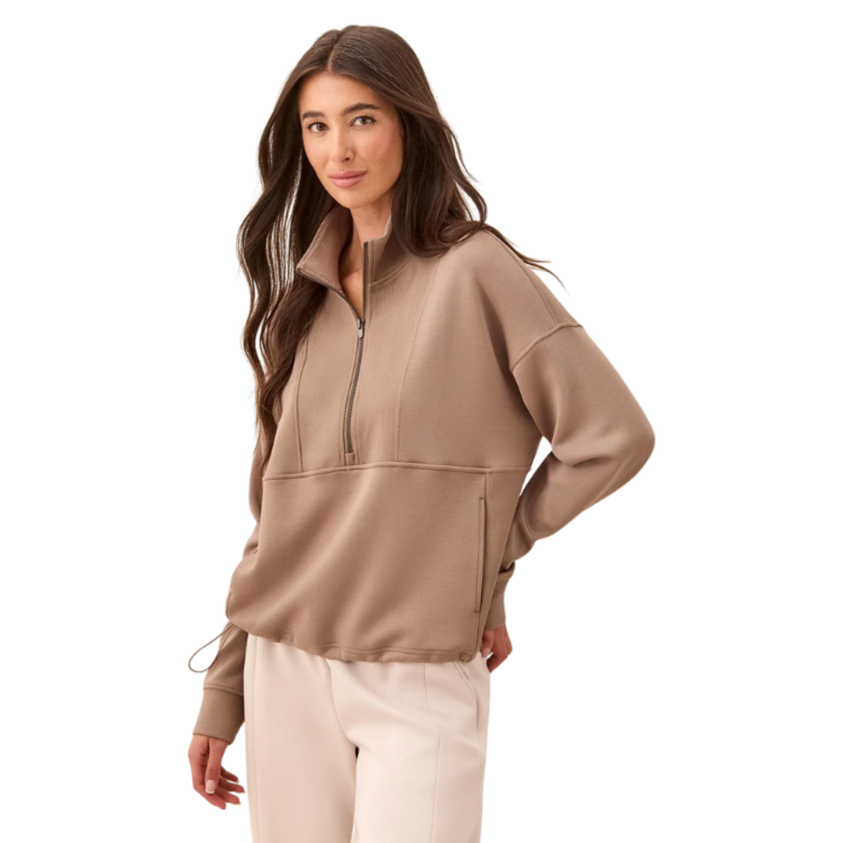 Tribal Tribal - Techno Lux Quarter-Zip Funnel Neck Pullover