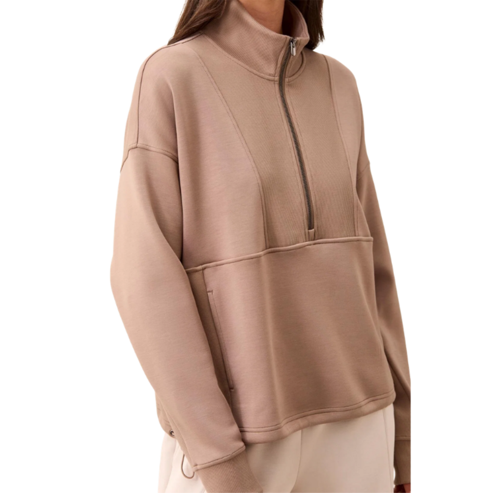 Tribal Tribal - Techno Lux Quarter-Zip Funnel Neck Pullover