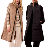 Tribal Long Zip-Front Quilted Vest
