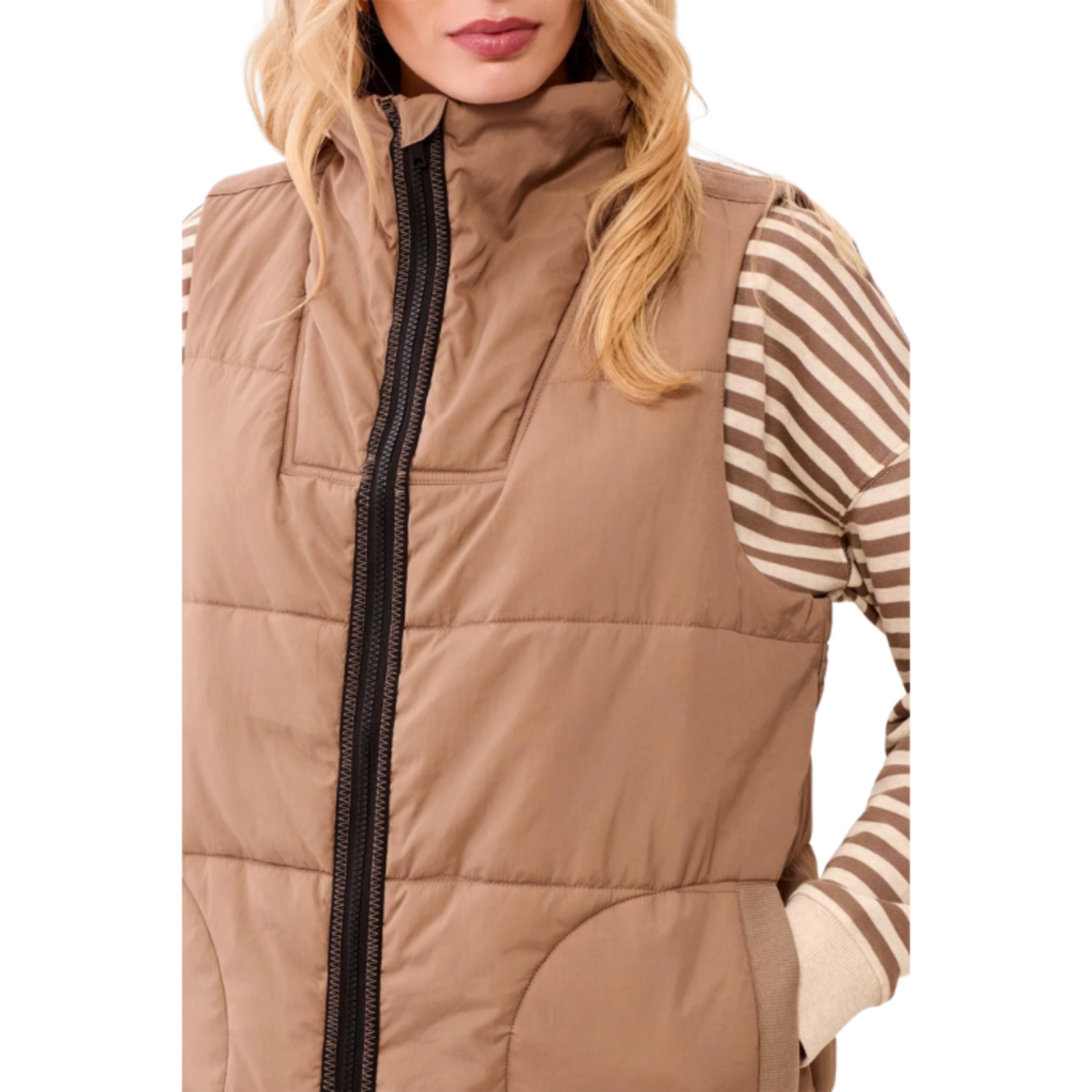 Tribal Tribal - Long Zip-Front Quilted Vest