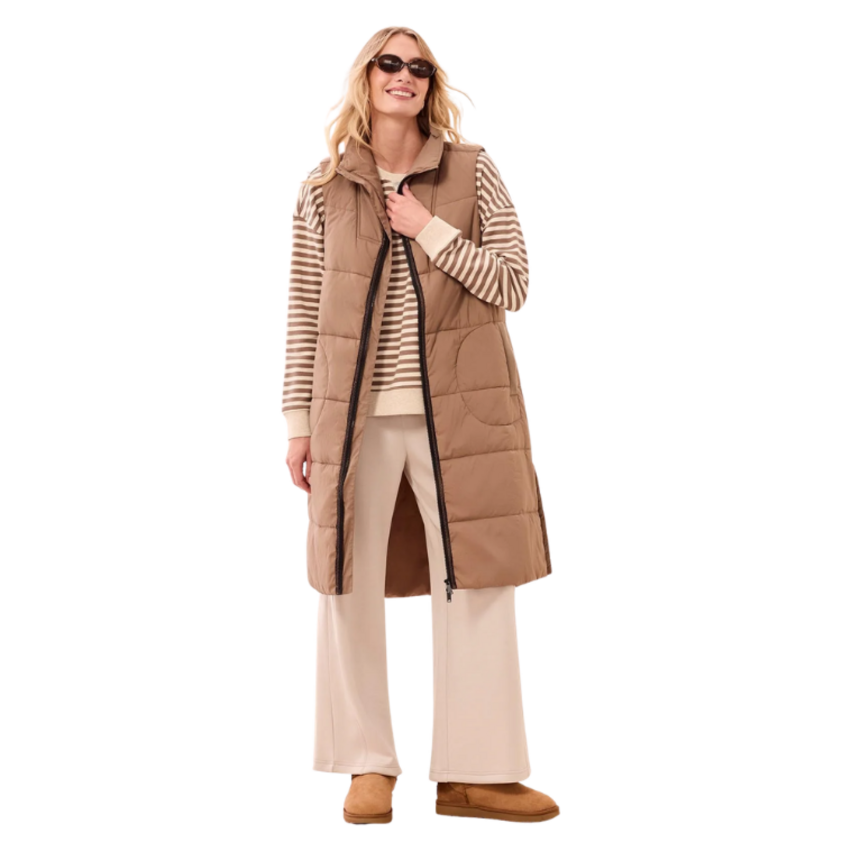 Tribal Tribal - Long Zip-Front Quilted Vest