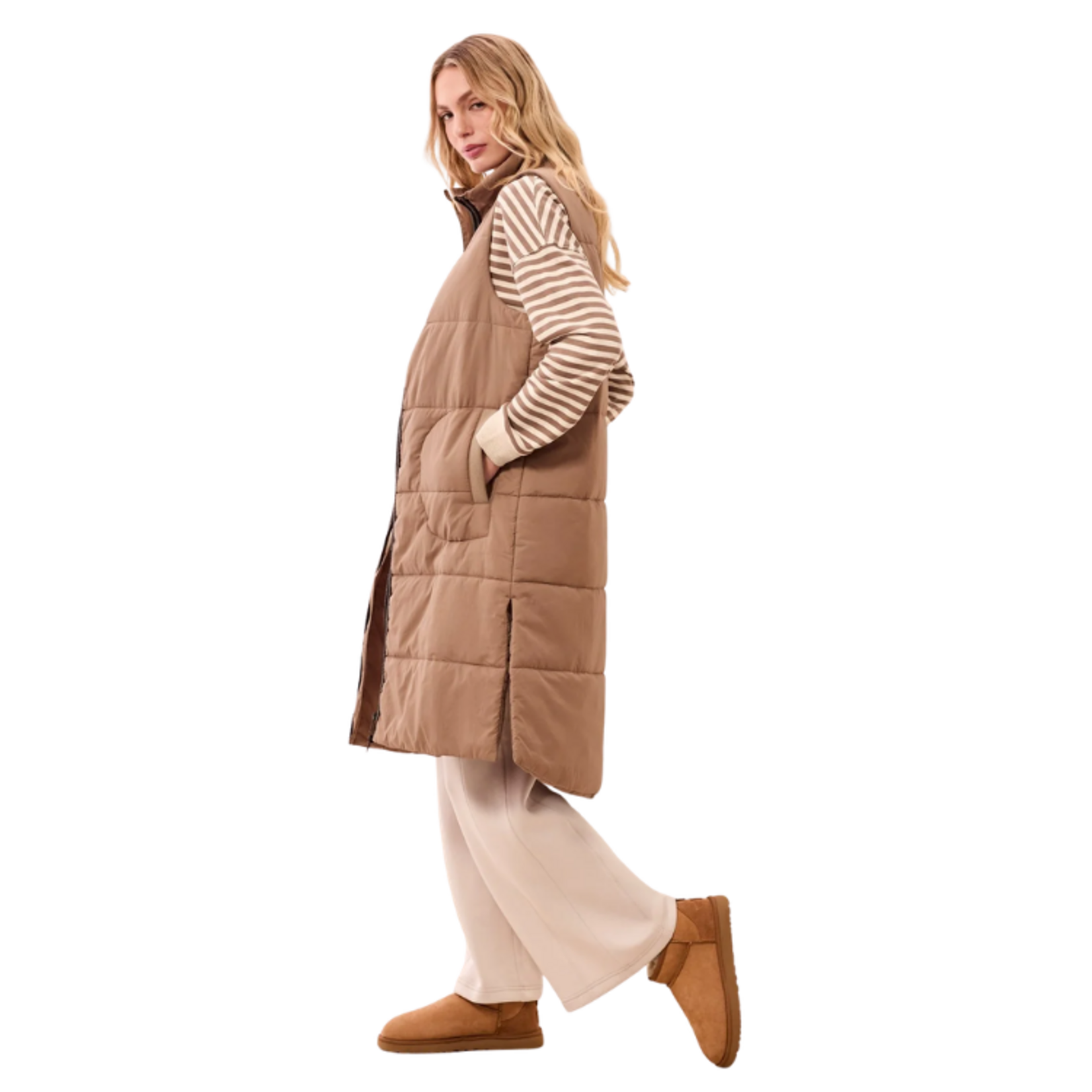 Tribal Tribal - Long Zip-Front Quilted Vest