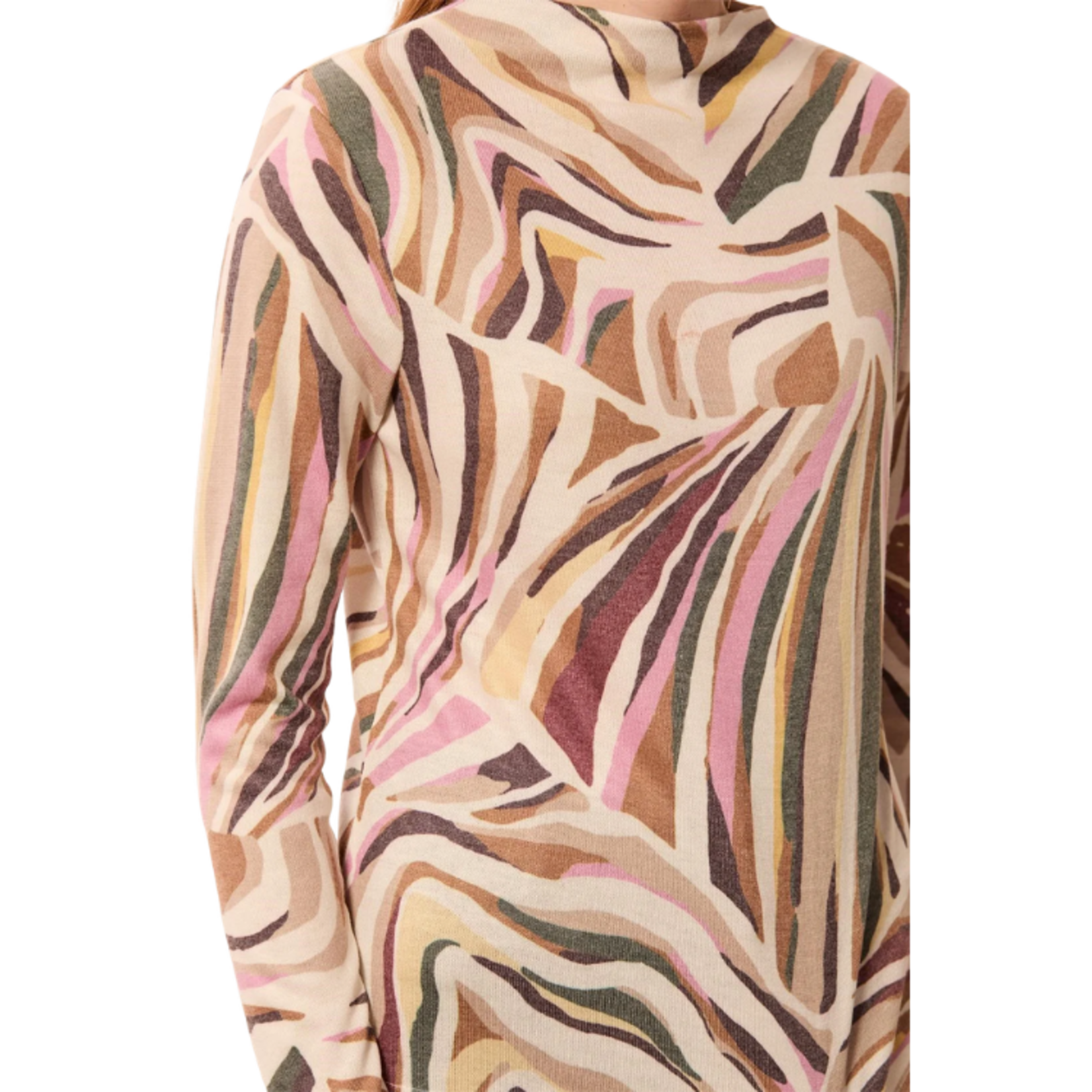 Tribal Tribal - Soft Knit Funnel Neck Long Sleeve Top