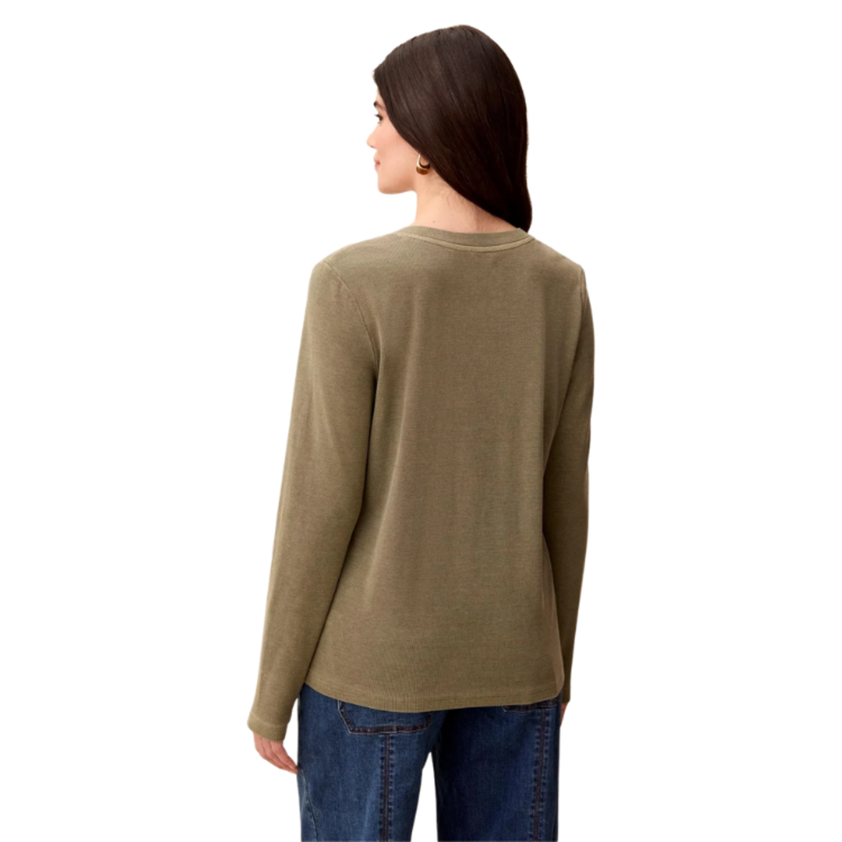 Tribal Tribal - Special Wash Long Sleeve Buttoned Henley Top