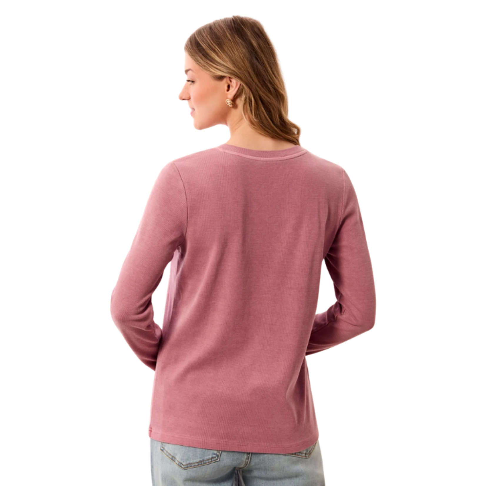 Tribal Tribal - Special Wash Long Sleeve Buttoned Henley Top