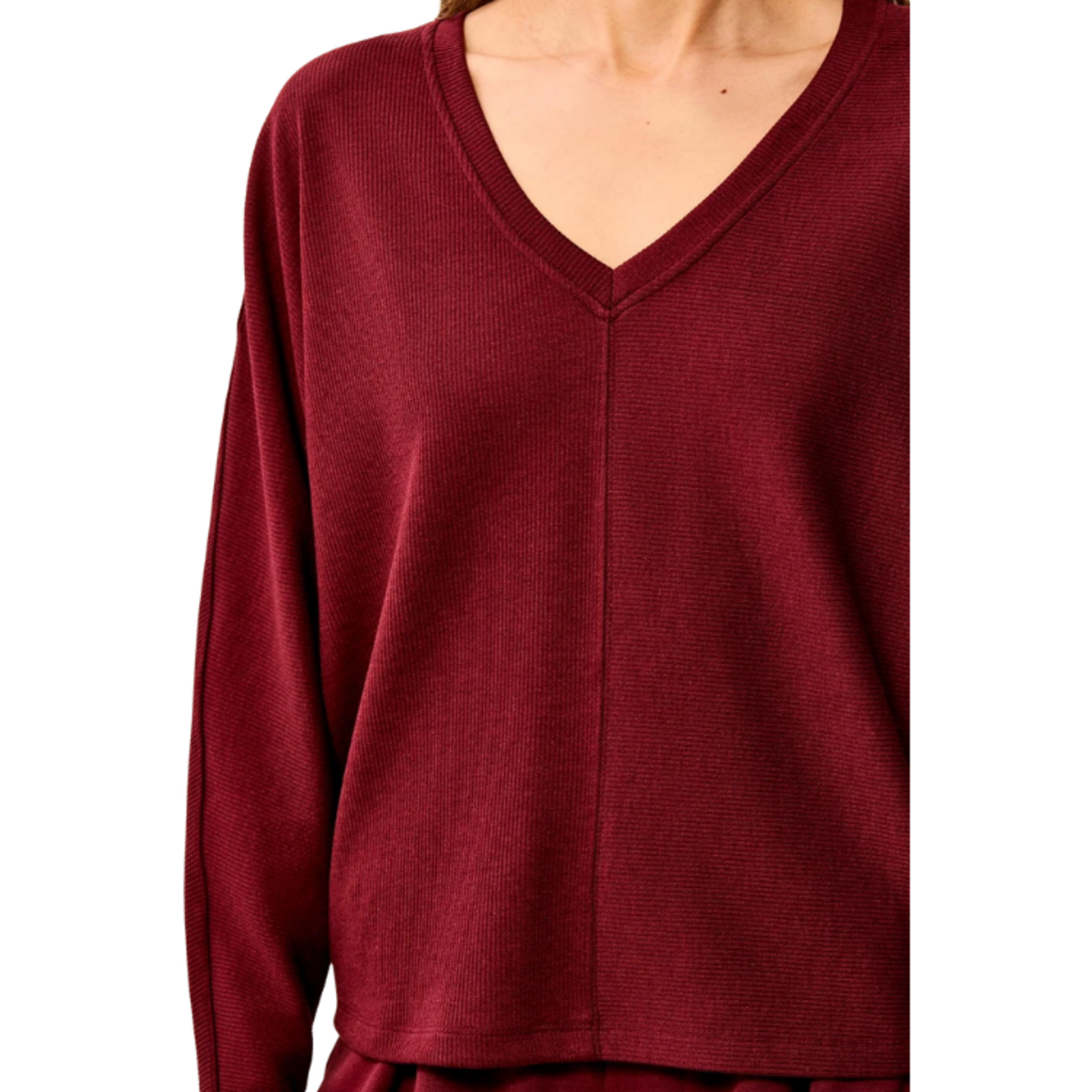 Tribal Tribal - Long  Sleeve Dolman V-Neck Top