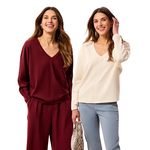 Tribal Long  Sleeve Dolman V-Neck Top