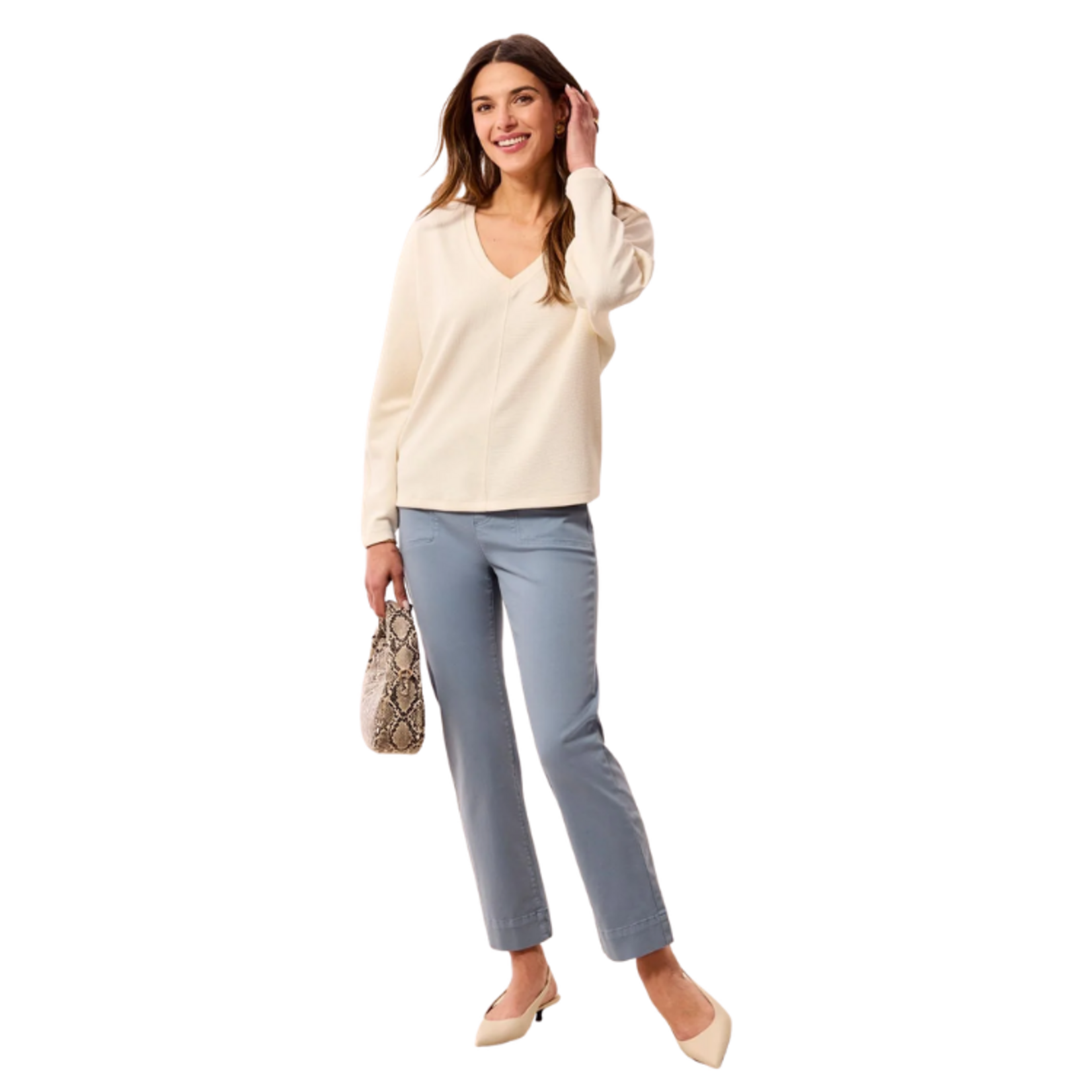 Tribal Tribal - Long  Sleeve Dolman V-Neck Top
