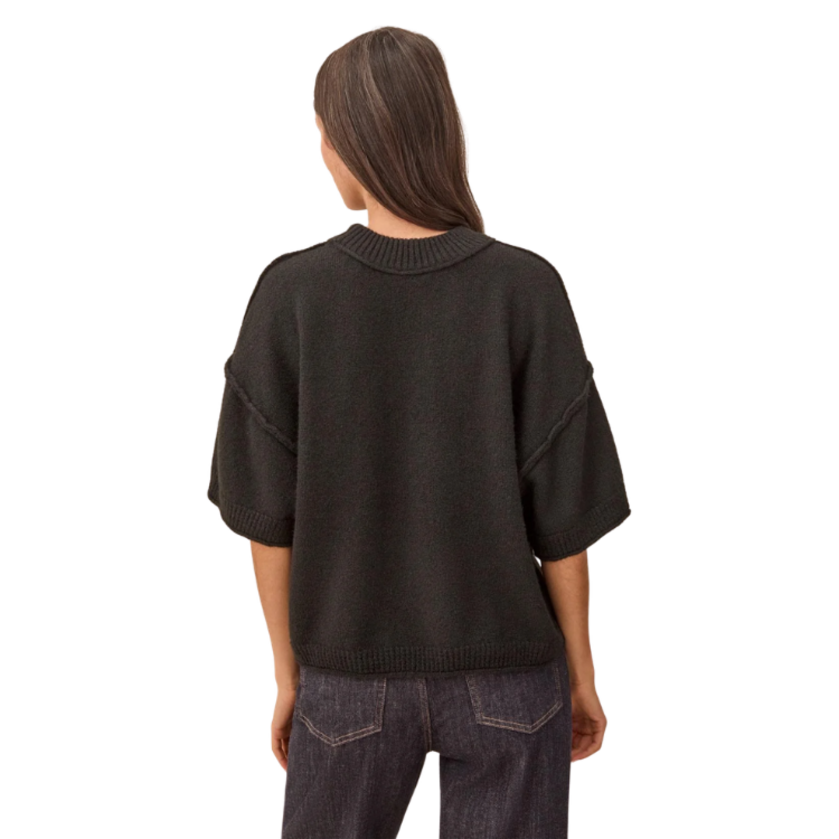 Tribal Tribal - Lightweight Drop Shoulder Crew Neck Elbow Sleeve Sweater
