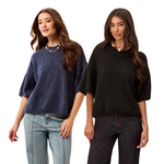 Tribal Lightweight Drop Shoulder Crew Neck Elbow Sleeve Sweater