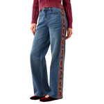 Tribal Audrey Wide Leg Denim w/ Fancy Embroidered Detail