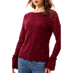 Tribal Lined Wear-2-Ways Fancy Lace Top w/ Scalloped Hem
