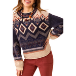 Tribal Long Sleeve  Mock Neck Sweater