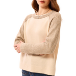 Tribal Color Block Raglan Sleeve Crew Neck Knit Sweater