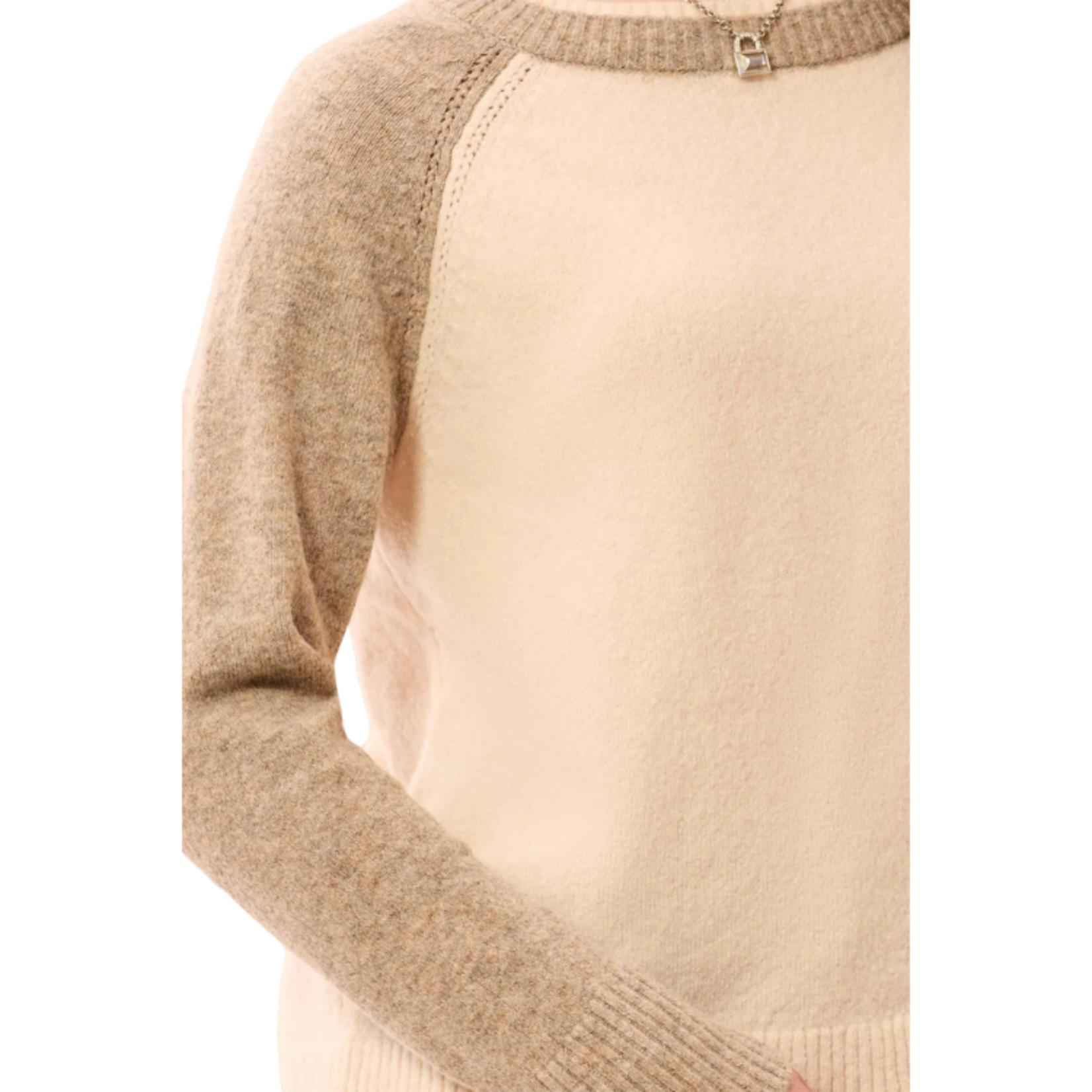 Tribal Tribal - Color Block Raglan Sleeve Crew Neck Knit Sweater