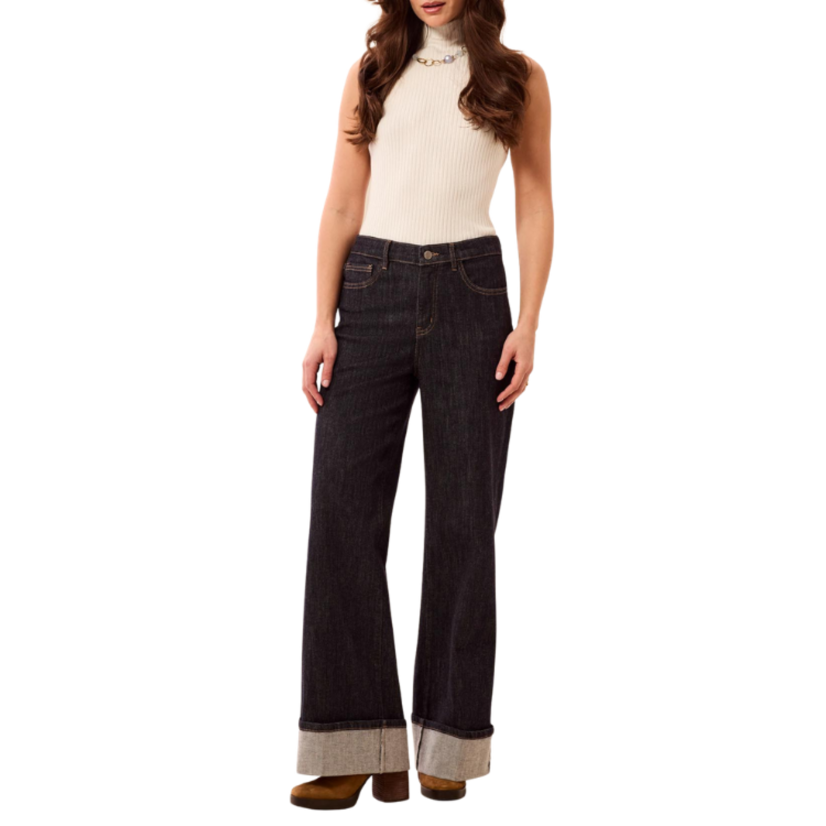 Tribal Tribal - Brooke Palazzo Denim Jeans w/ Cuffs