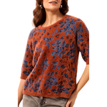 Tribal Elbow Sleeve Crew Neck Sweater w/ Detail