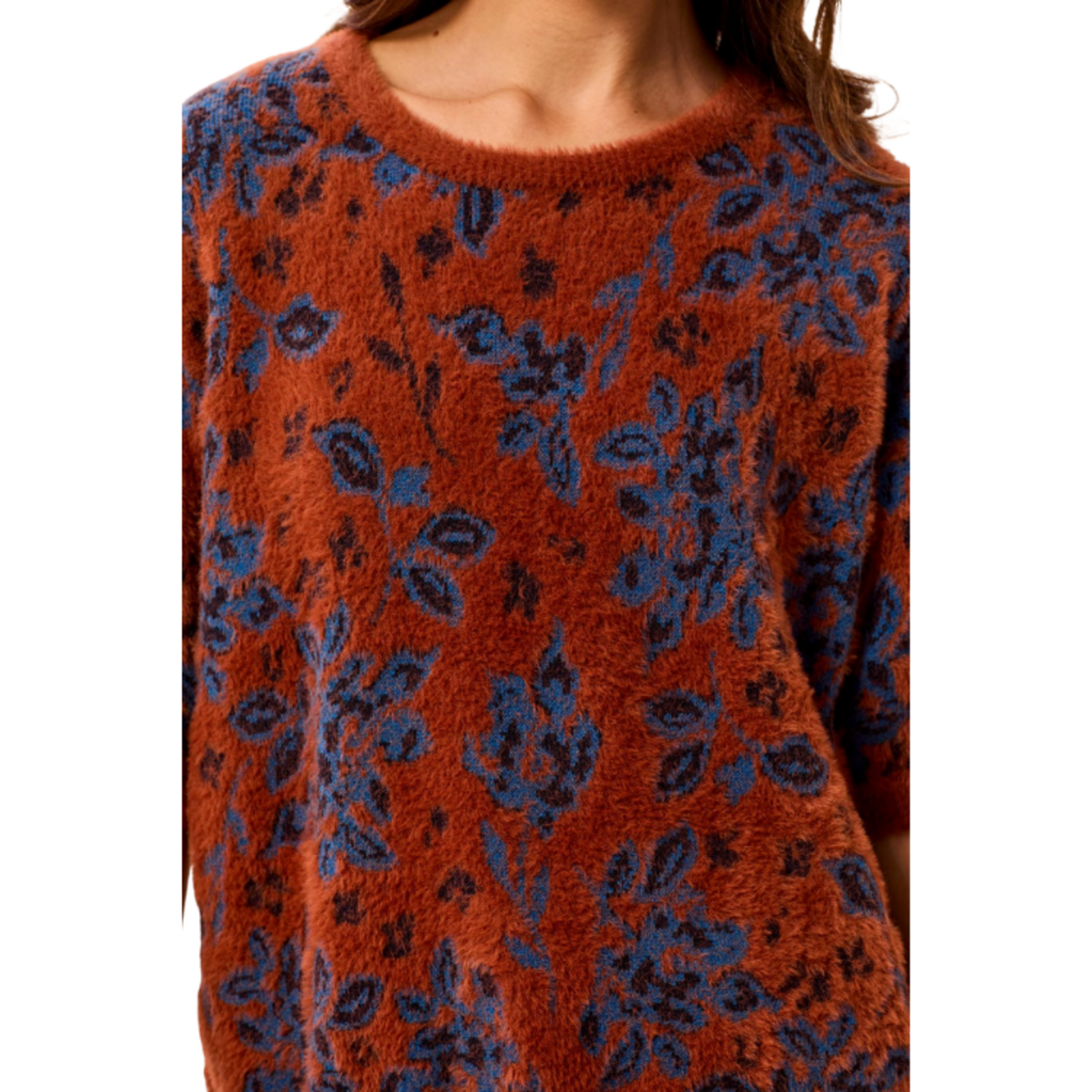 Tribal Tribal - Elbow Sleeve Crew Neck Sweater w/ Detail