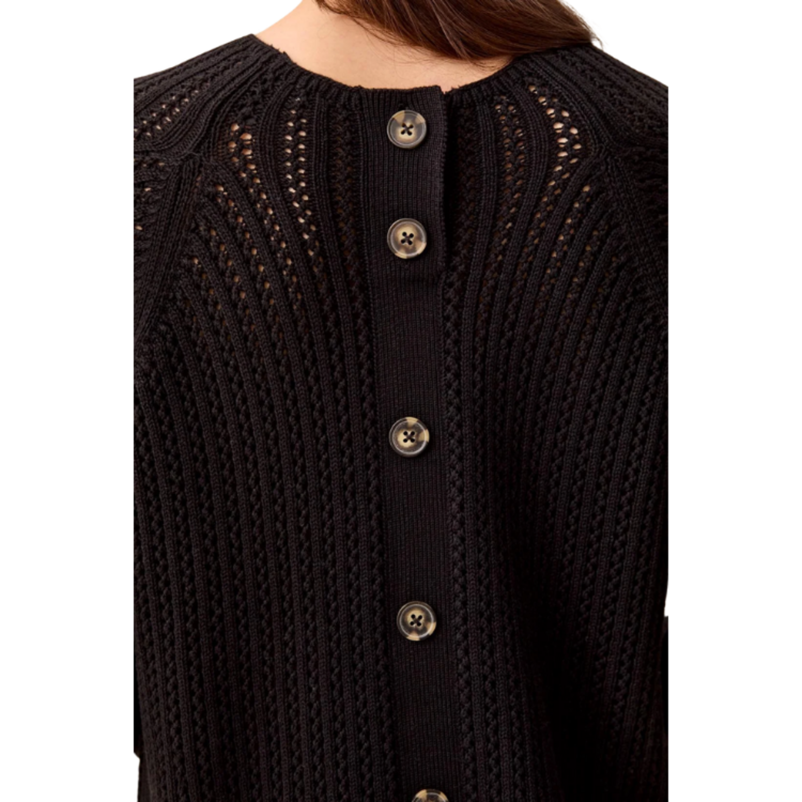 Tribal Tribal - Pointelle Button-Back Long Sleeve Sweater
