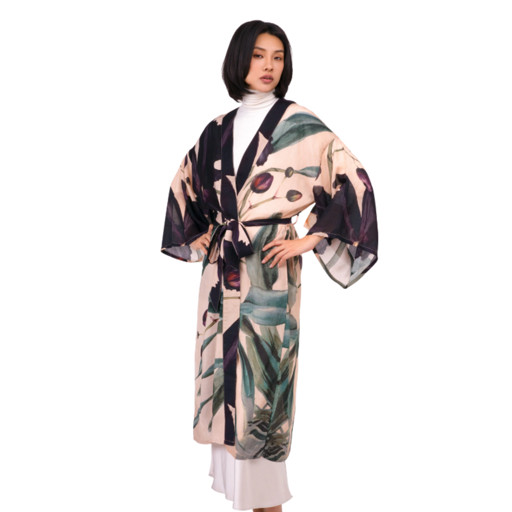 Powder Designs Powder Designs - Midnight Orchid Long Kimono Gown