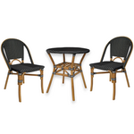 Bacon Basket Ware Black Bistro Set - One Table Two Chairs