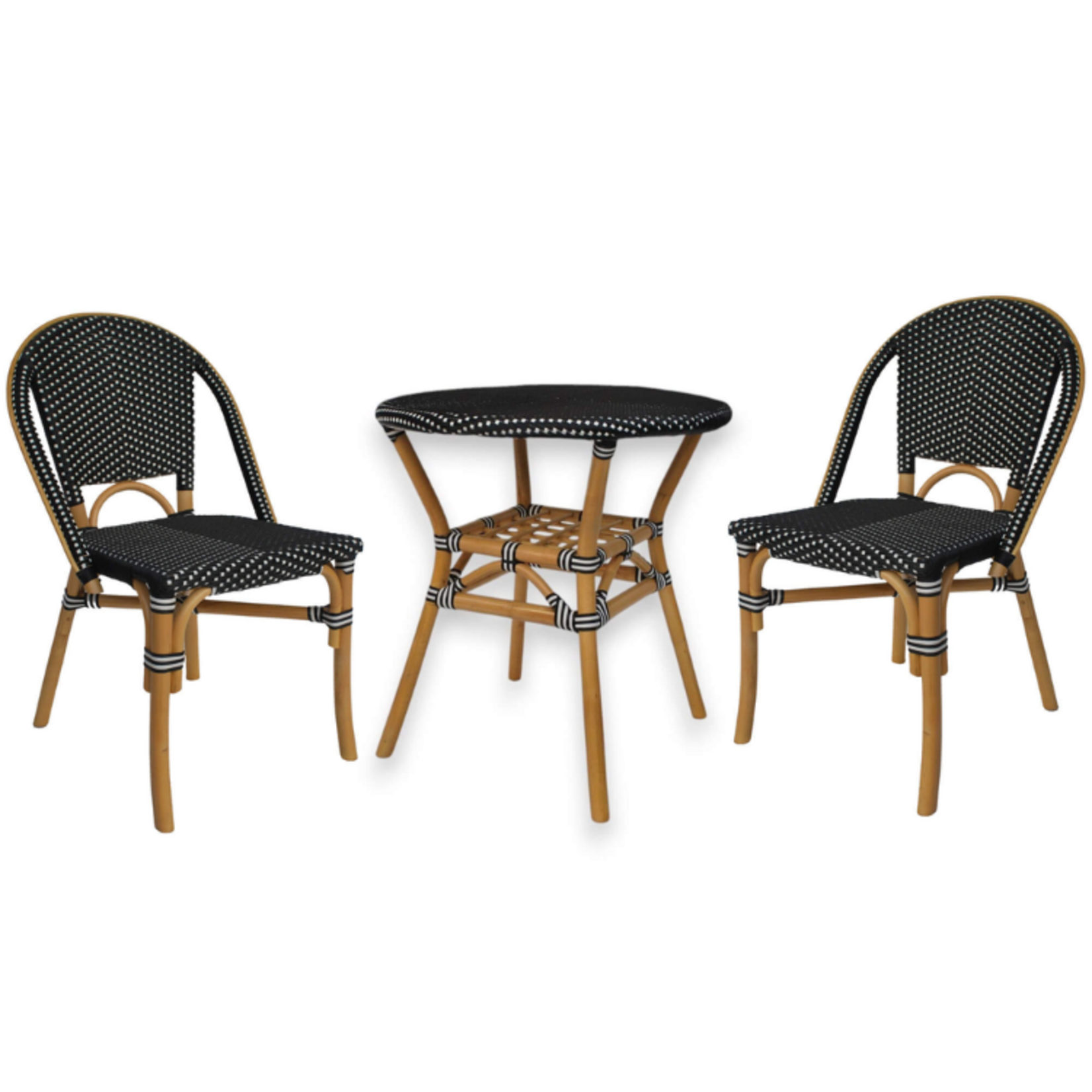 Bacon Basket Ware Black Bistro Set - One Table Two Chairs